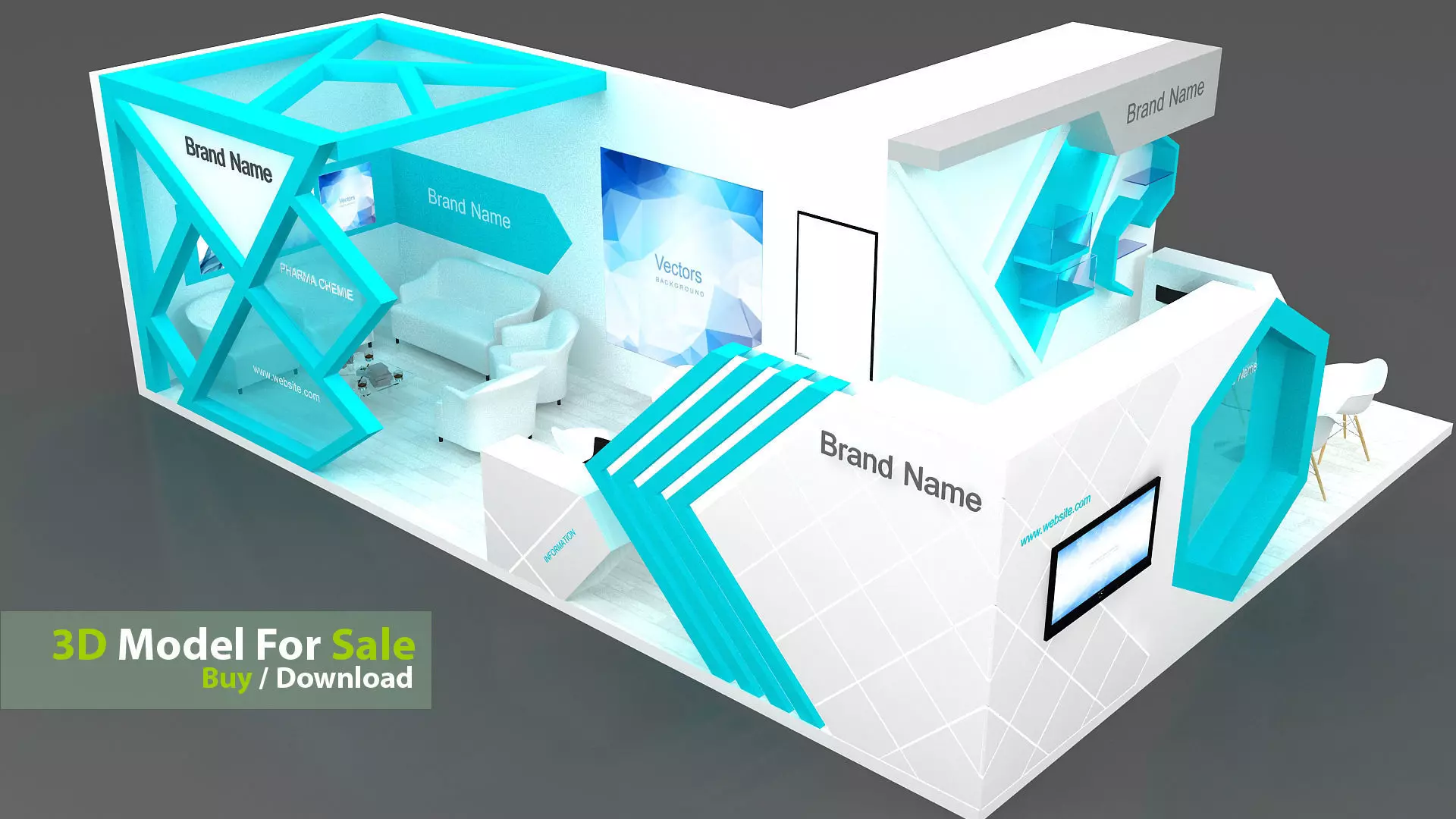 Exhibition Low-poly 3D model_6