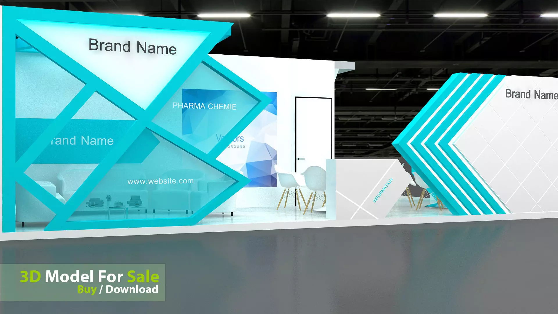 Exhibition Low-poly 3D model_4