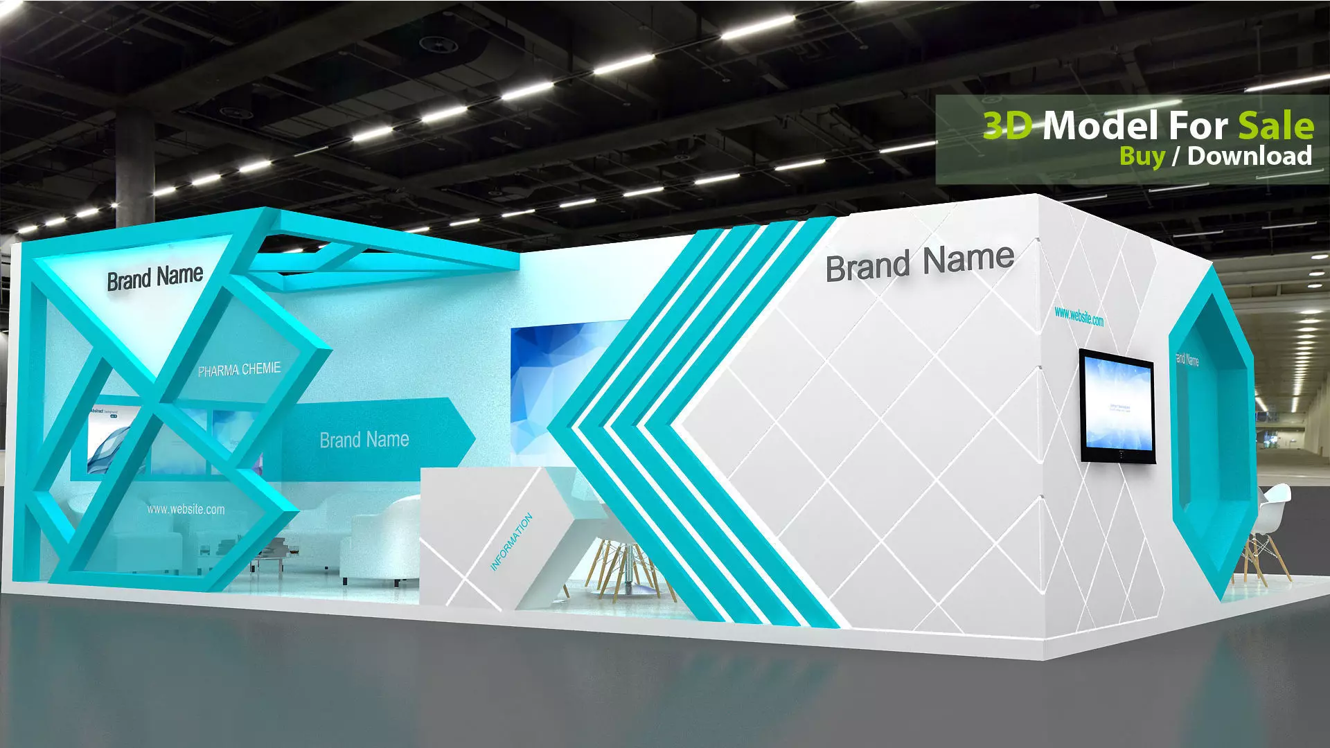 Exhibition Low-poly 3D model_5