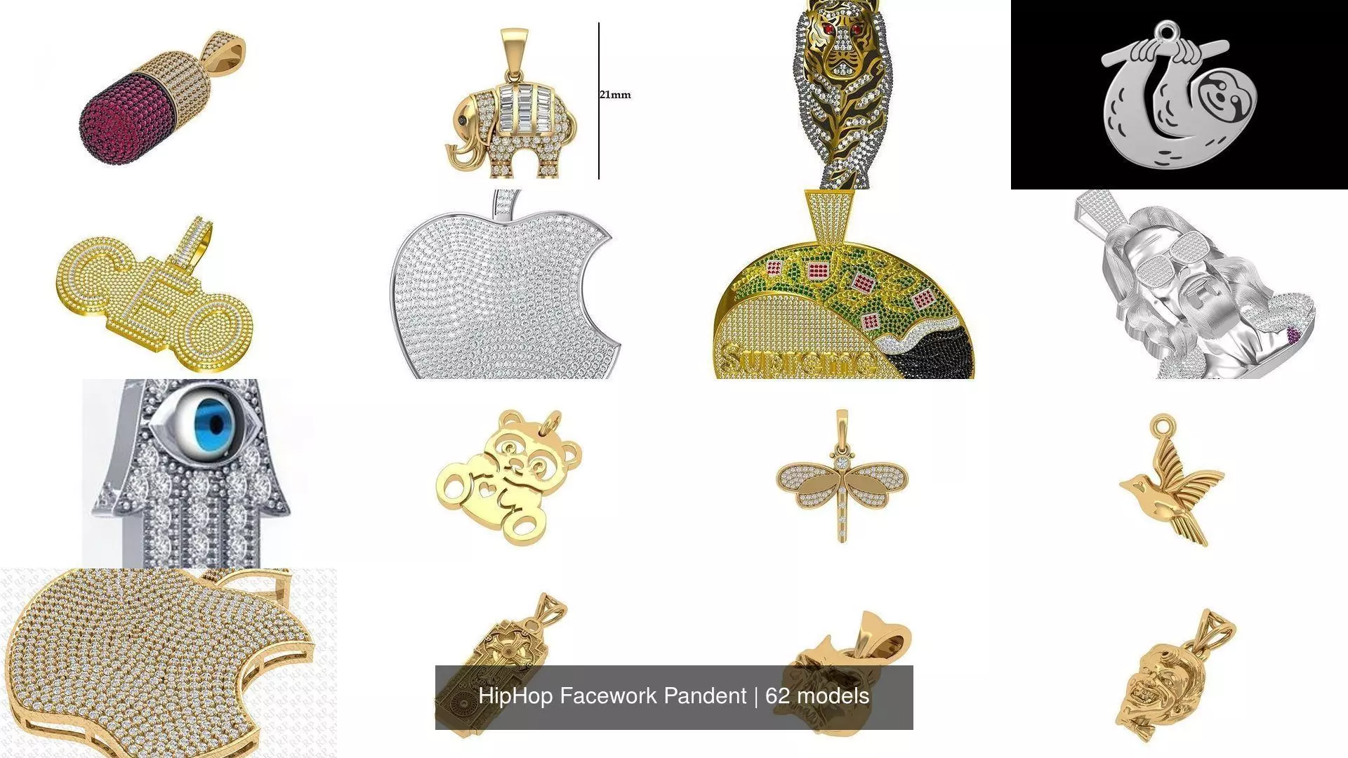 HipHop Facework Pandent 3D Model Collection_1