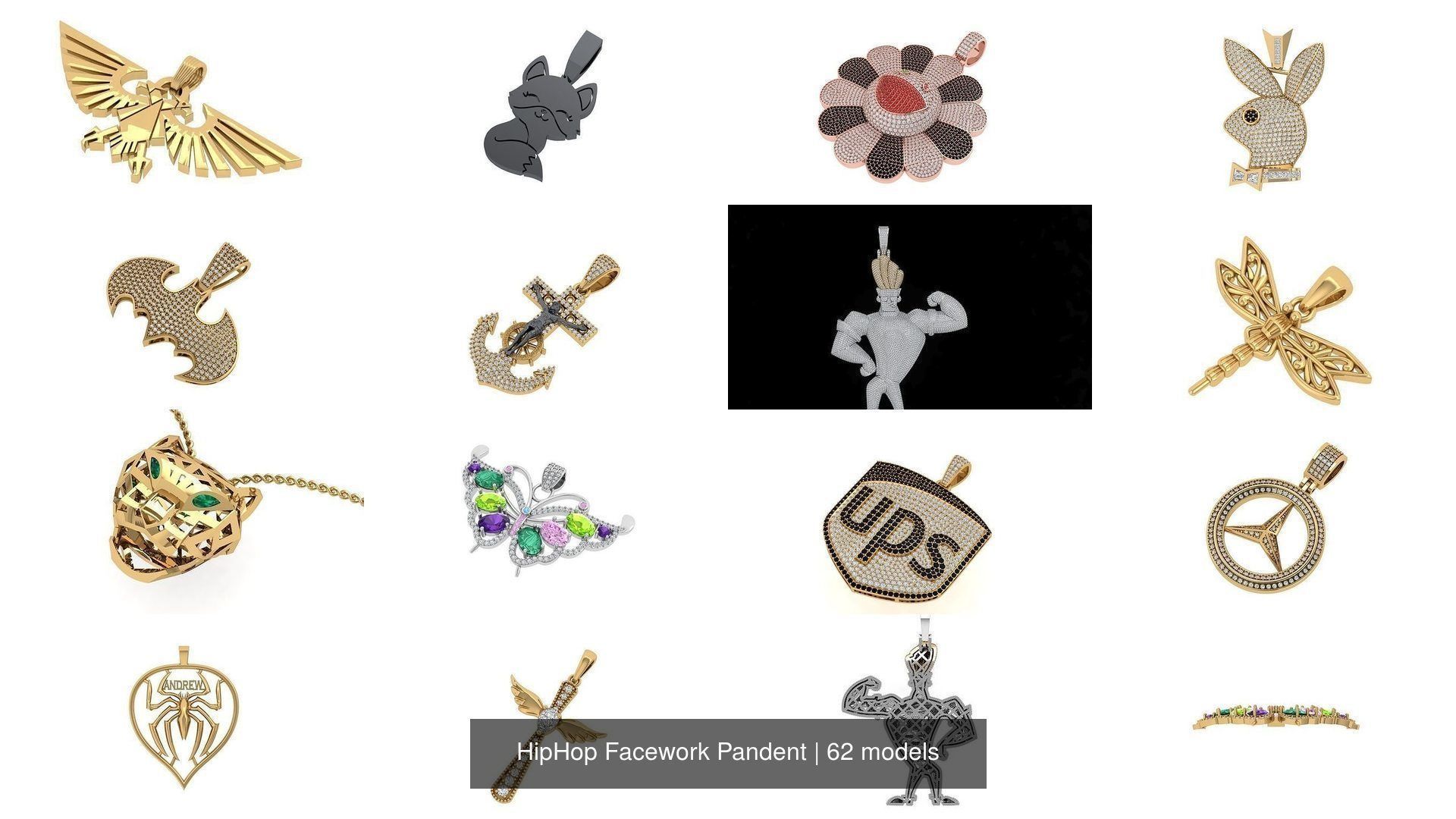 HipHop Facework Pandent 3D Model Collection_6