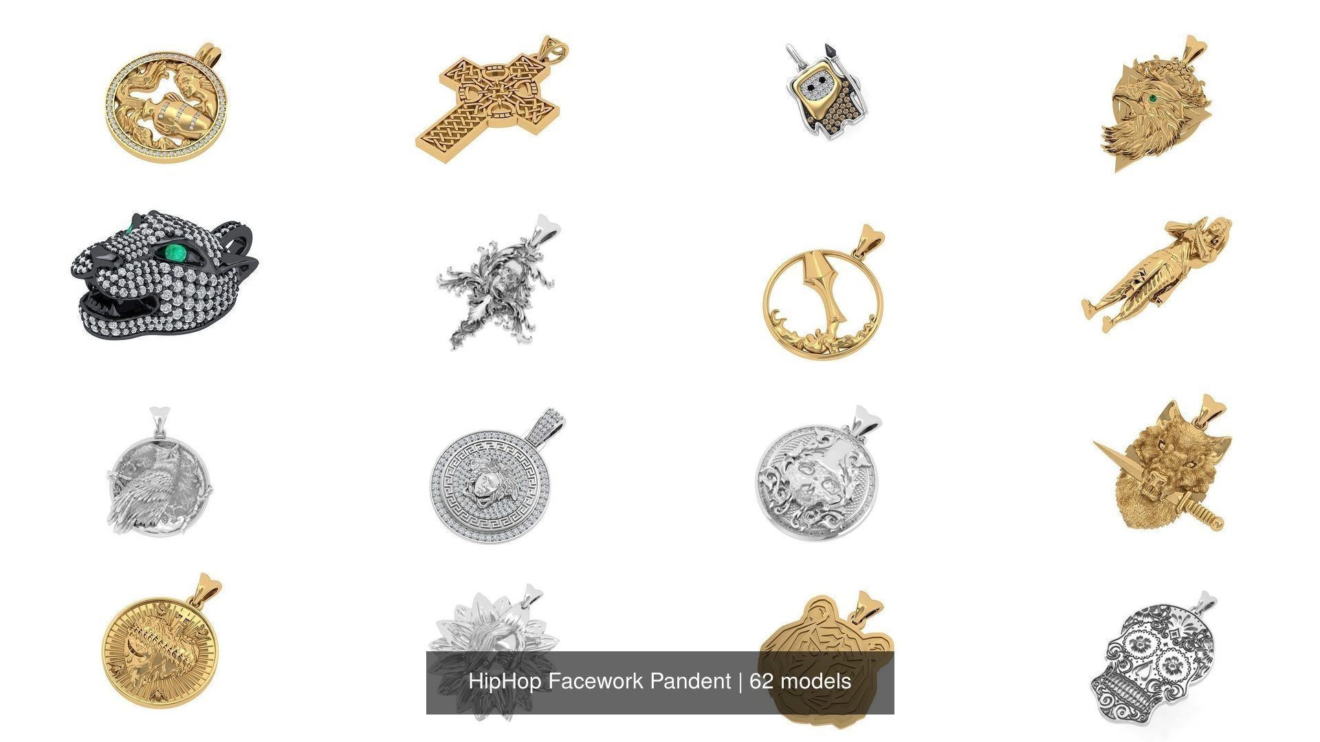 HipHop Facework Pandent 3D Model Collection_3