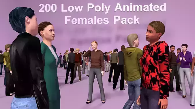 Low Poly Rigged Animated Females Pack - 200 Pieces Low-poly 3D model