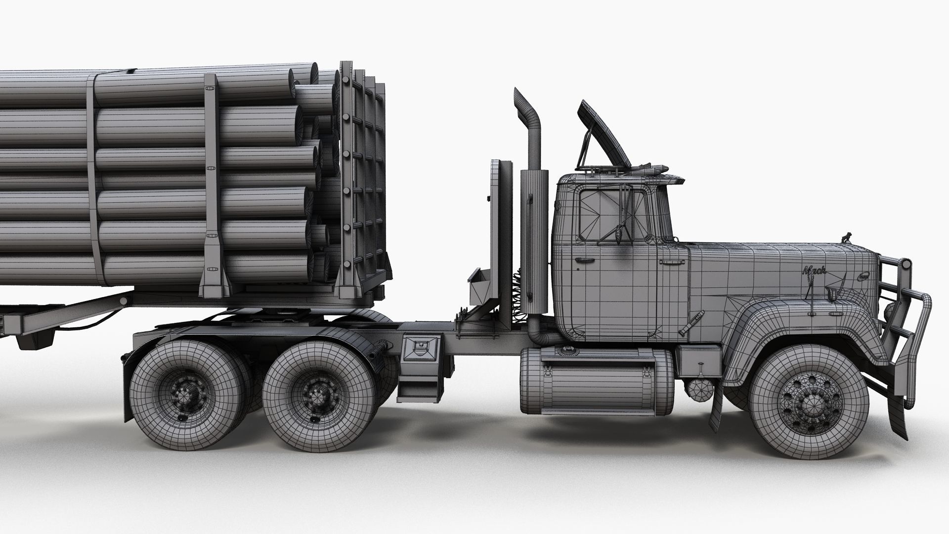 SuperLiner logger truck Low-poly 3D model_11