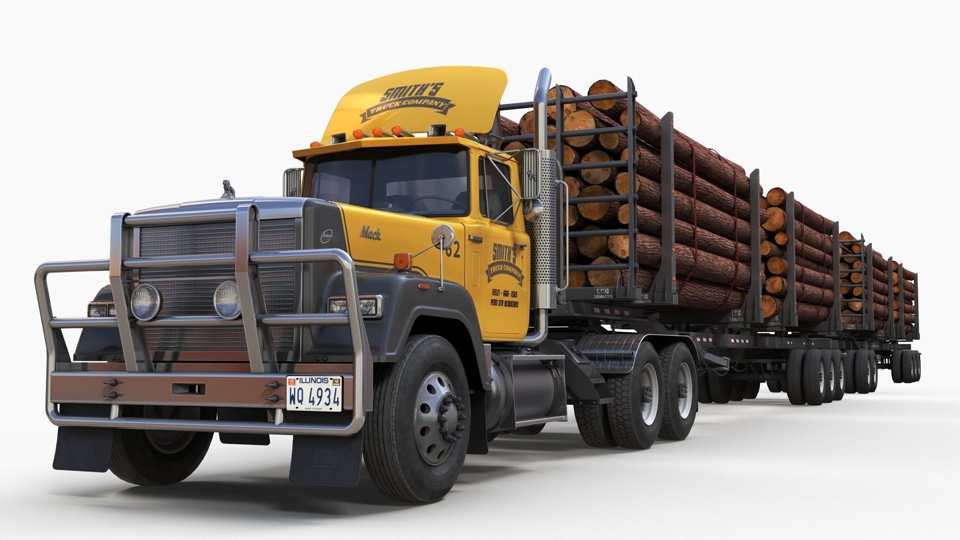 SuperLiner logger truck Low-poly 3D model_8