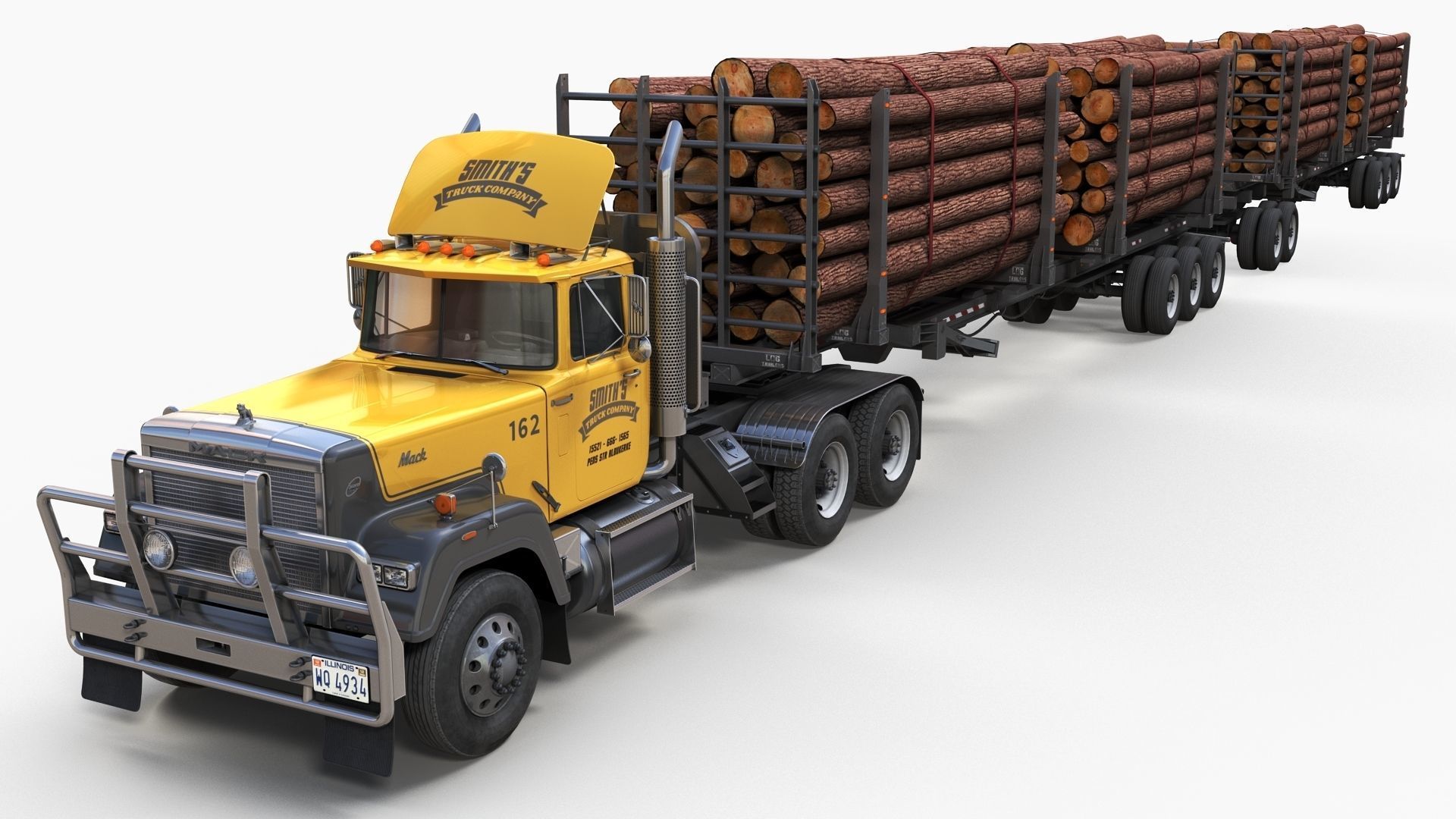 SuperLiner logger truck Low-poly 3D model_1