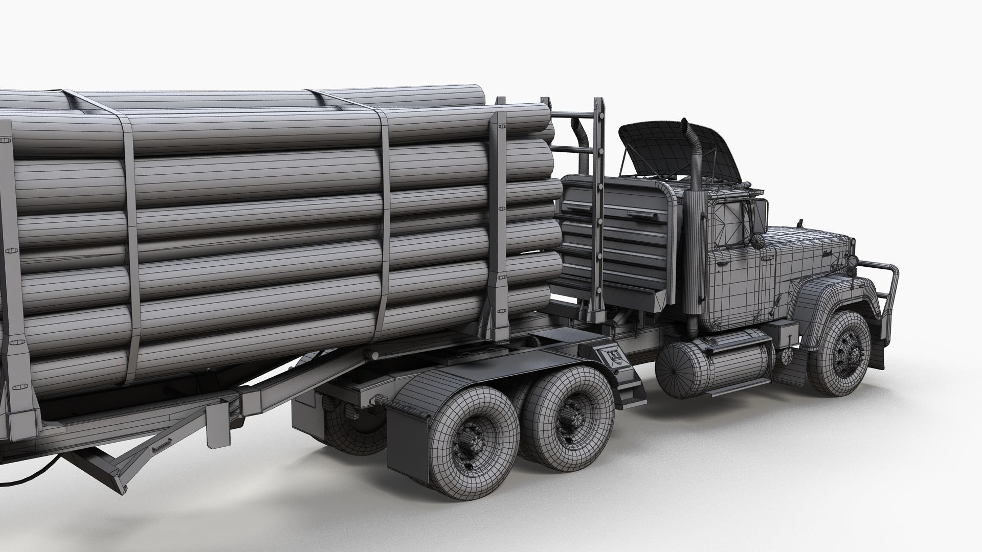 SuperLiner logger truck Low-poly 3D model_10