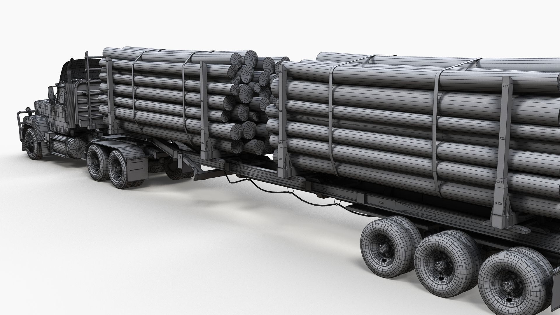 SuperLiner logger truck Low-poly 3D model_12