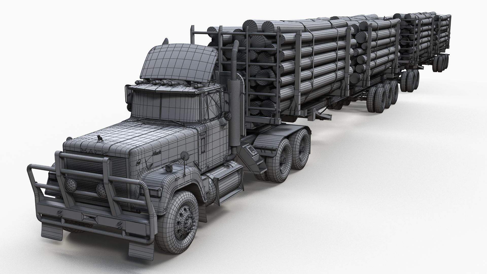 SuperLiner logger truck Low-poly 3D model_9