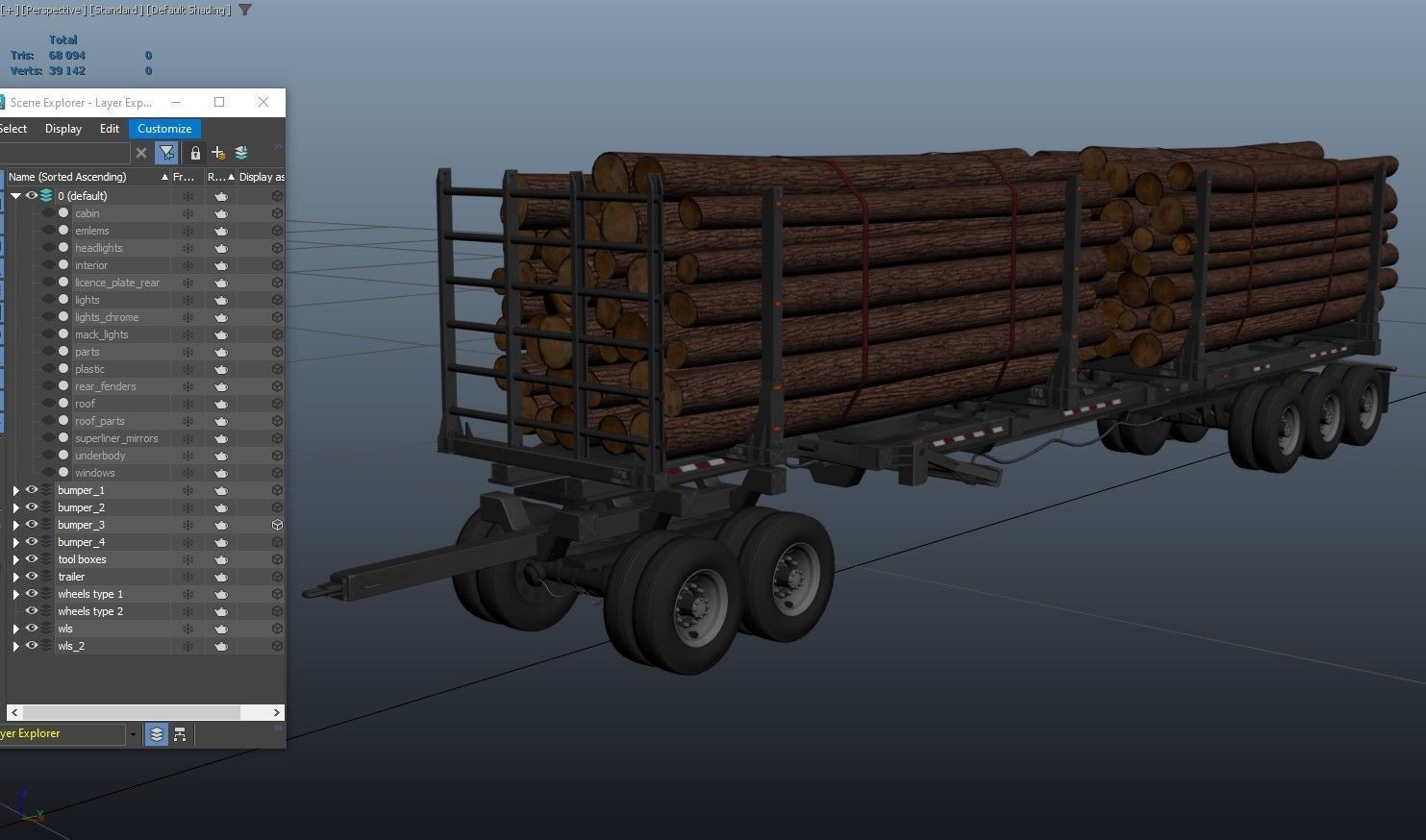 SuperLiner logger truck Low-poly 3D model_36