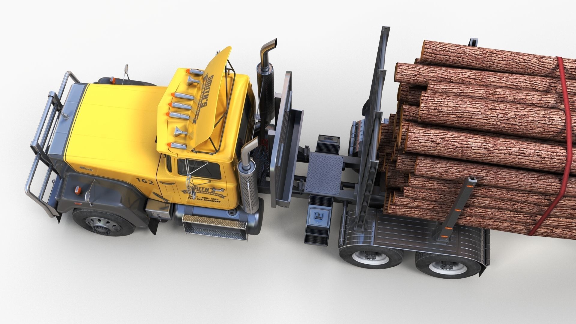 SuperLiner logger truck Low-poly 3D model_5