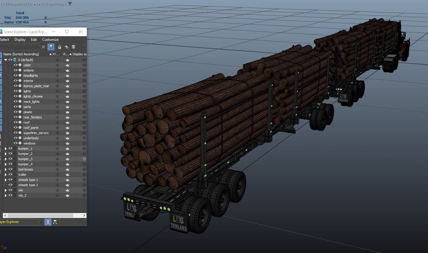 SuperLiner logger truck Low-poly 3D model_37