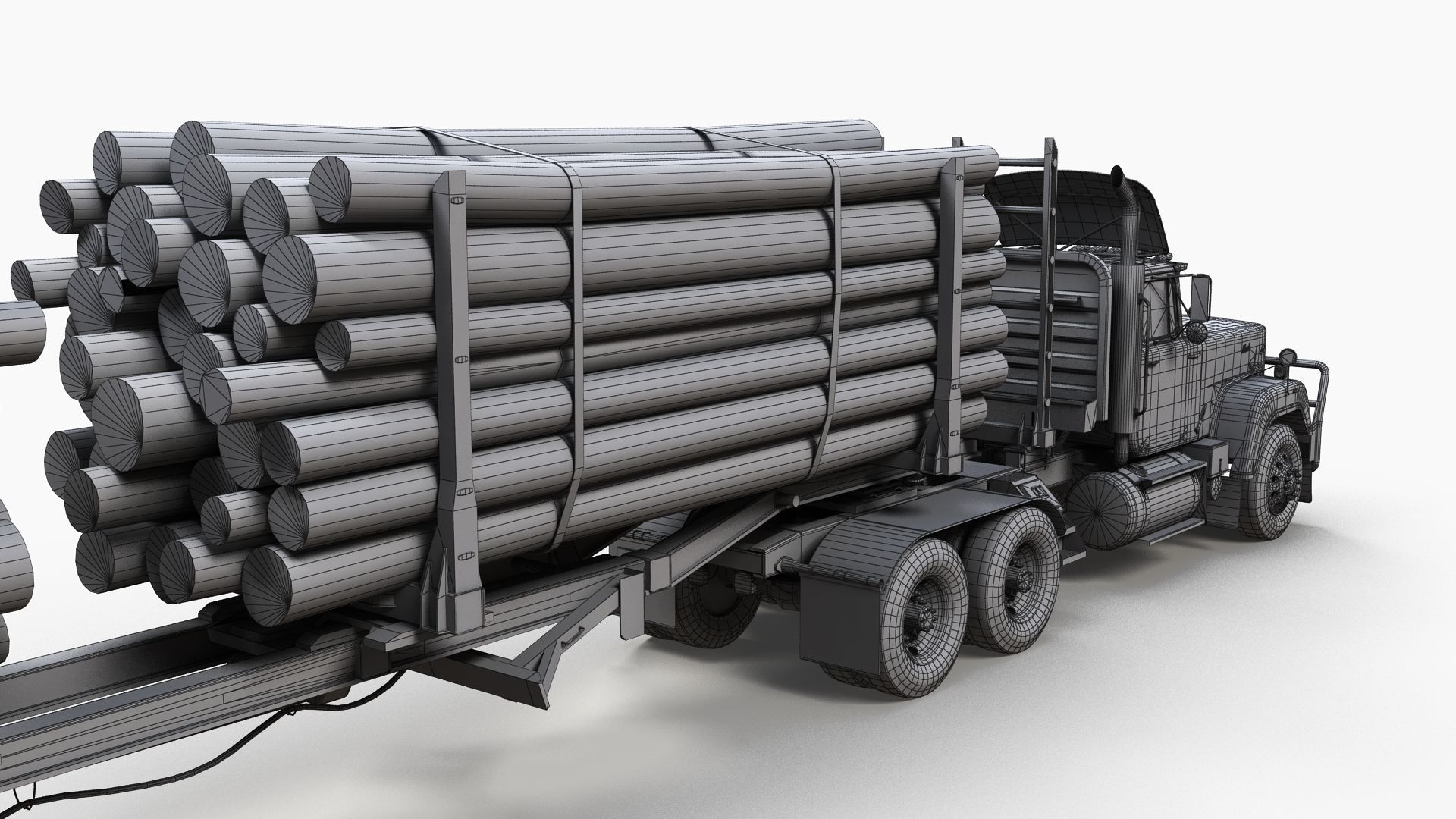 SuperLiner logger truck Low-poly 3D model_14