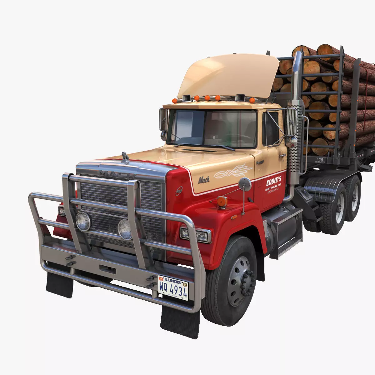SuperLiner logger truck Low-poly 3D model_0