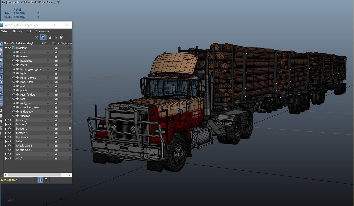 SuperLiner logger truck Low-poly 3D model_35