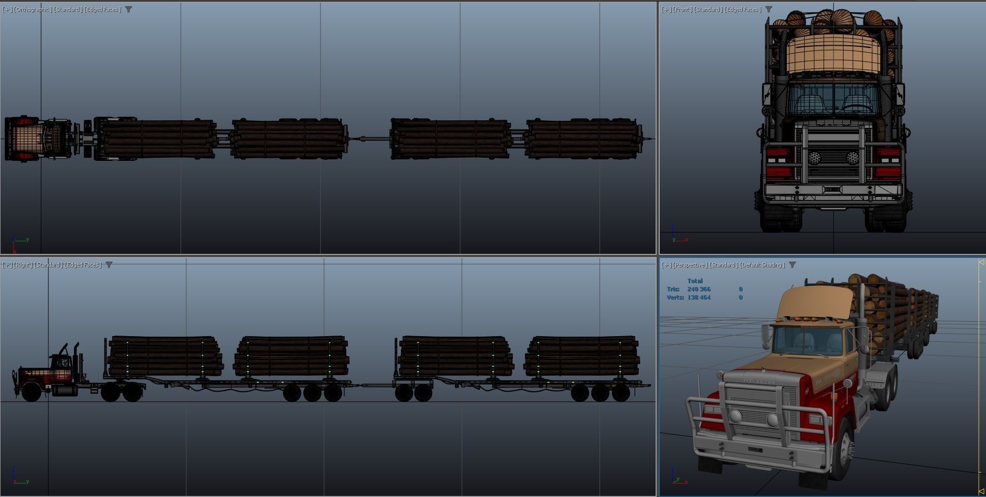 SuperLiner logger truck Low-poly 3D model_38