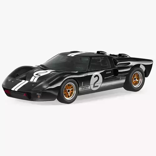 Ford GT40 Racing Car Black Simple Interior 3D model