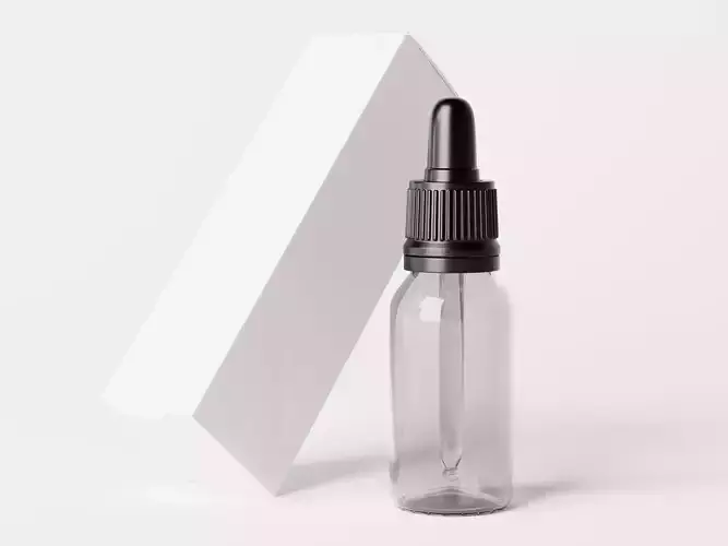 Clear Glass Dropper Bottle and Box