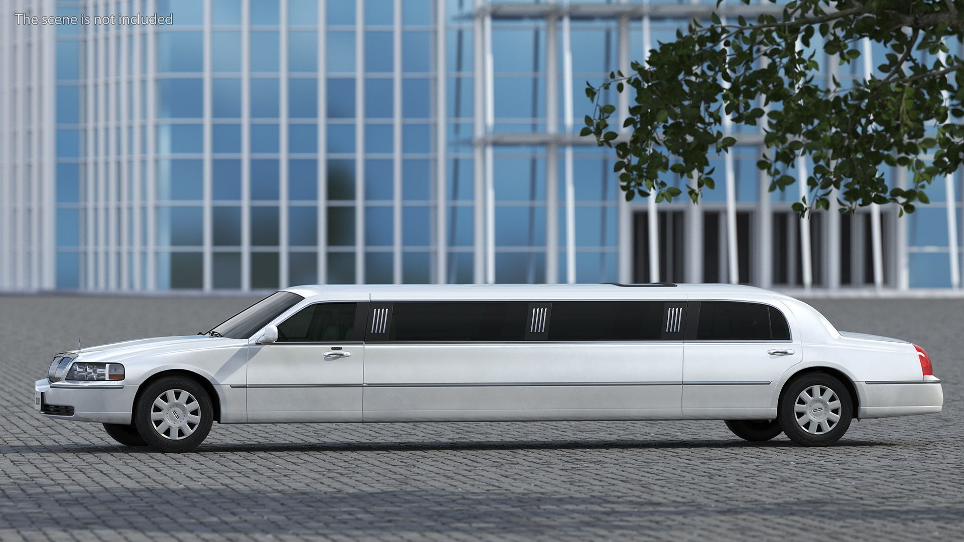 Lincoln Town Limo White Rigged 3D model_3