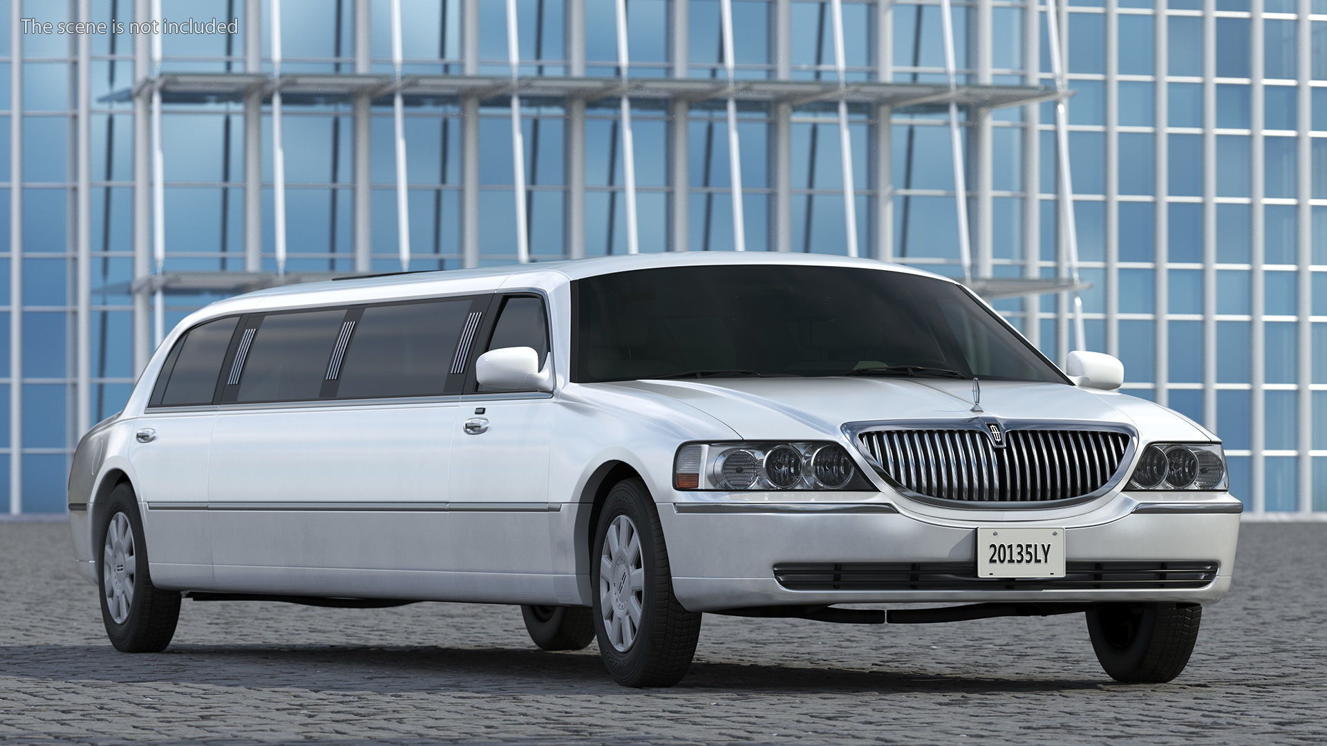 Lincoln Town Limo White Rigged 3D model_4