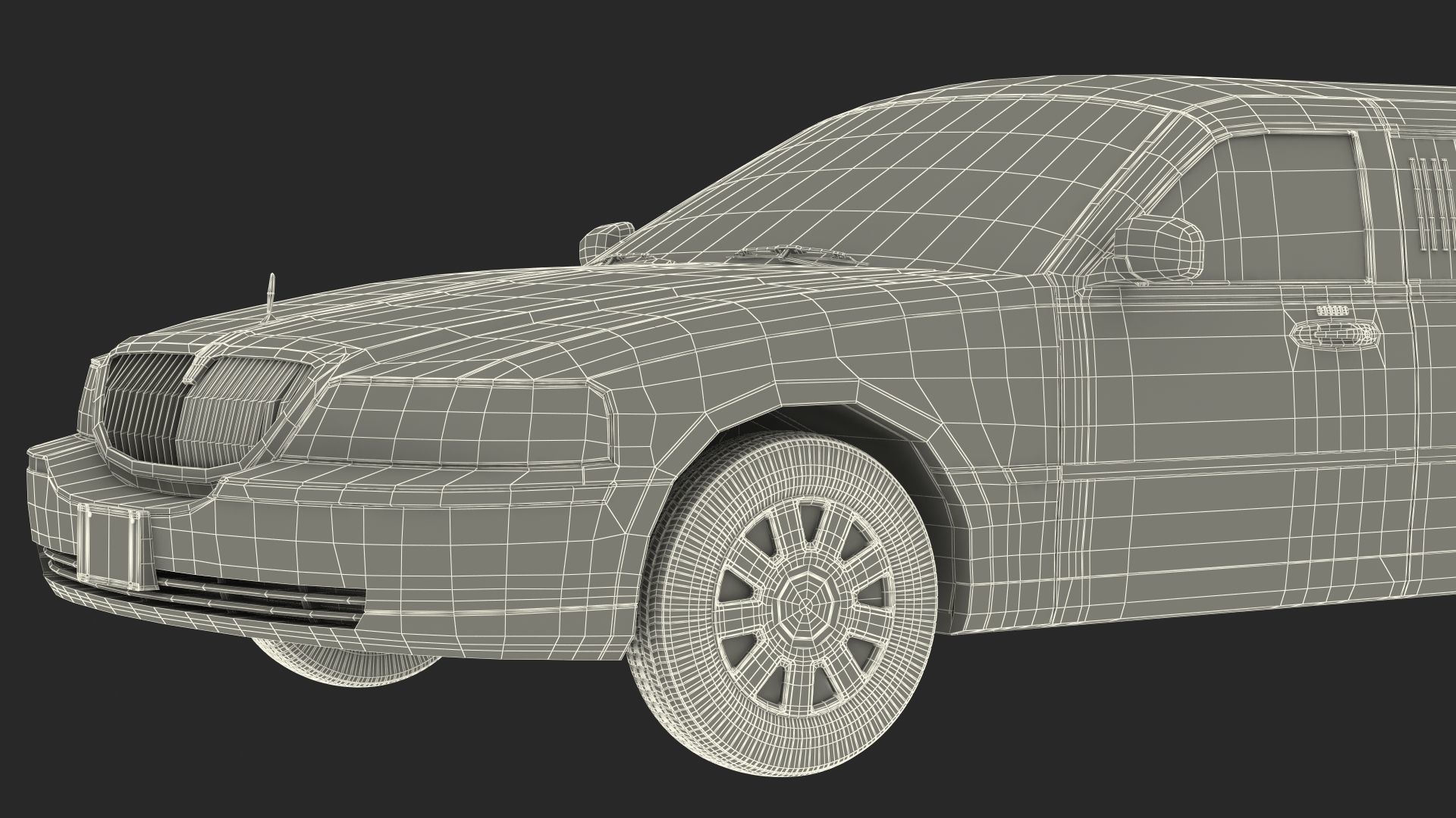 Lincoln Town Limo White Rigged 3D model_38