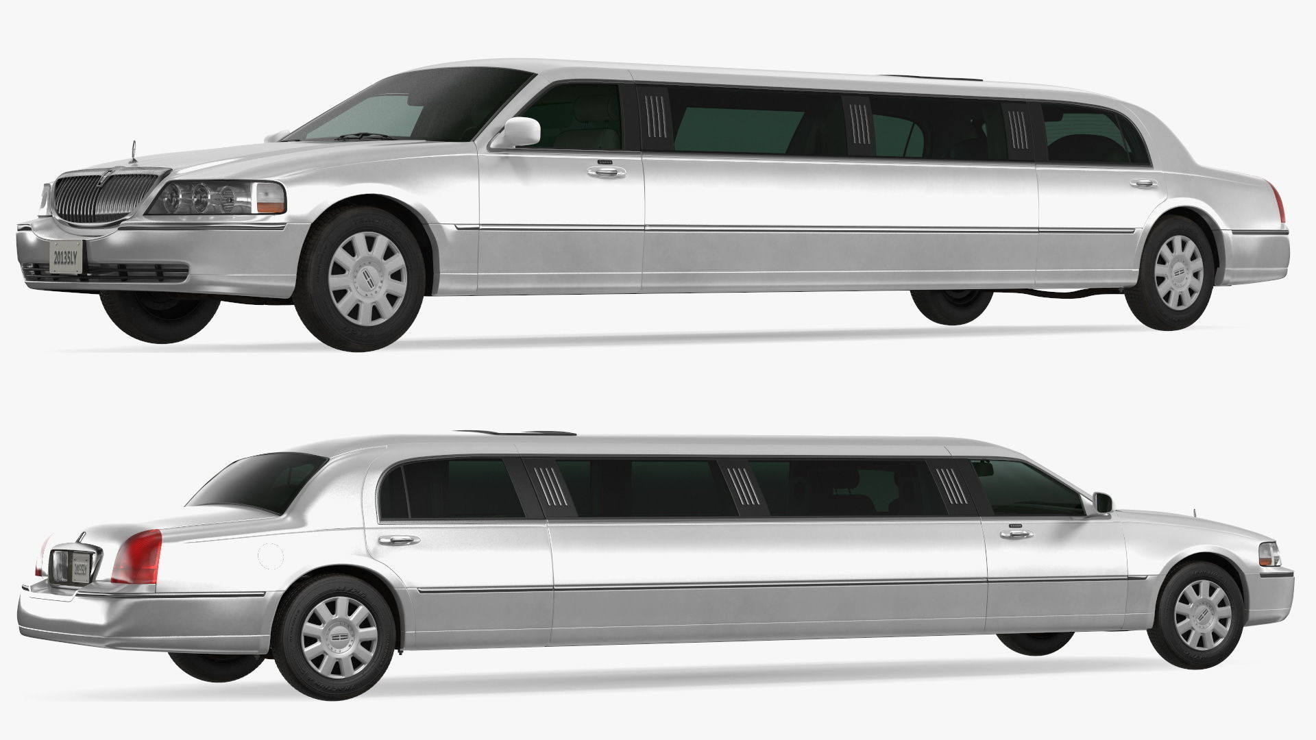 Lincoln Town Limo White Rigged 3D model_13