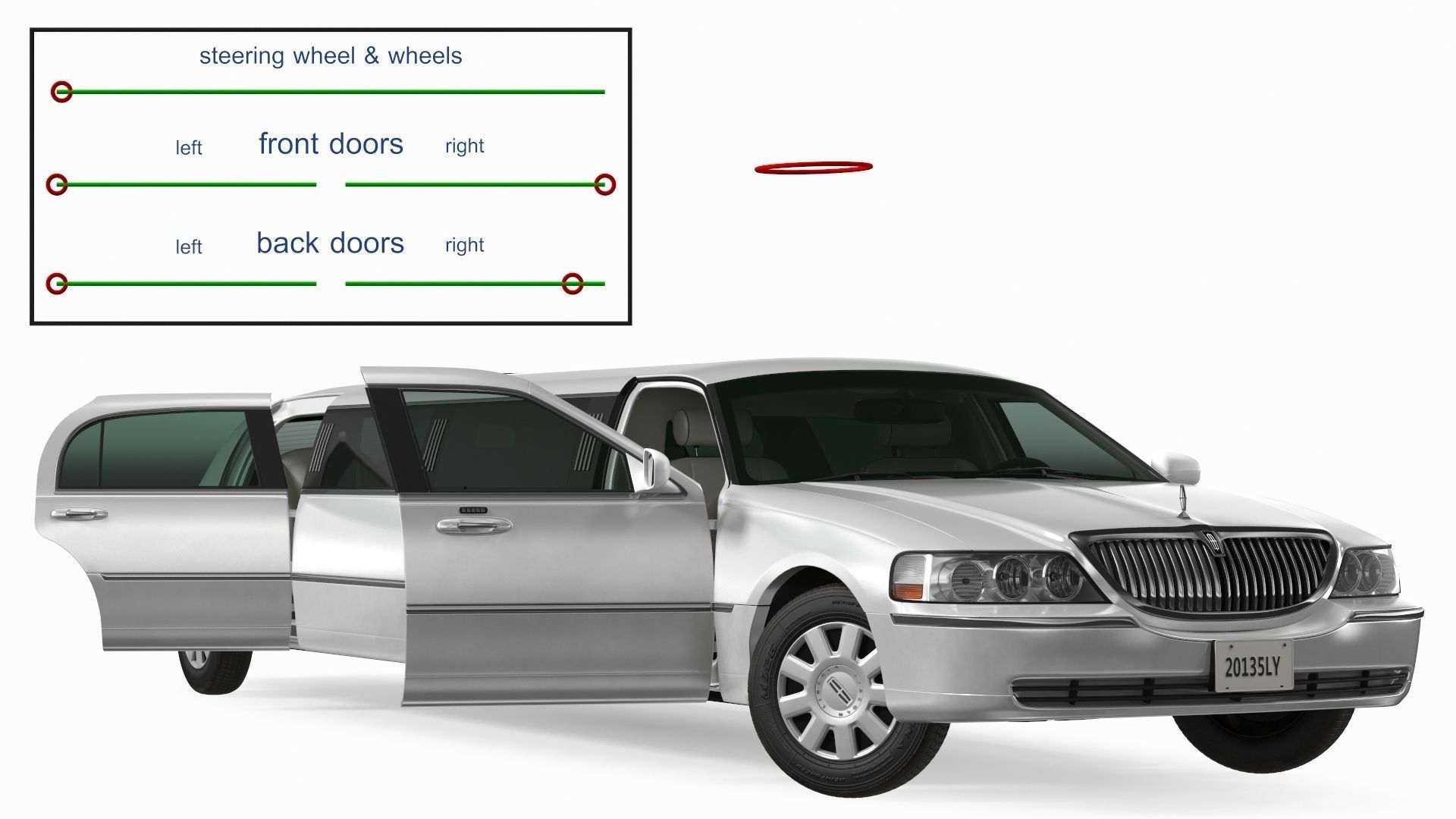 Lincoln Town Limo White Rigged 3D model_2