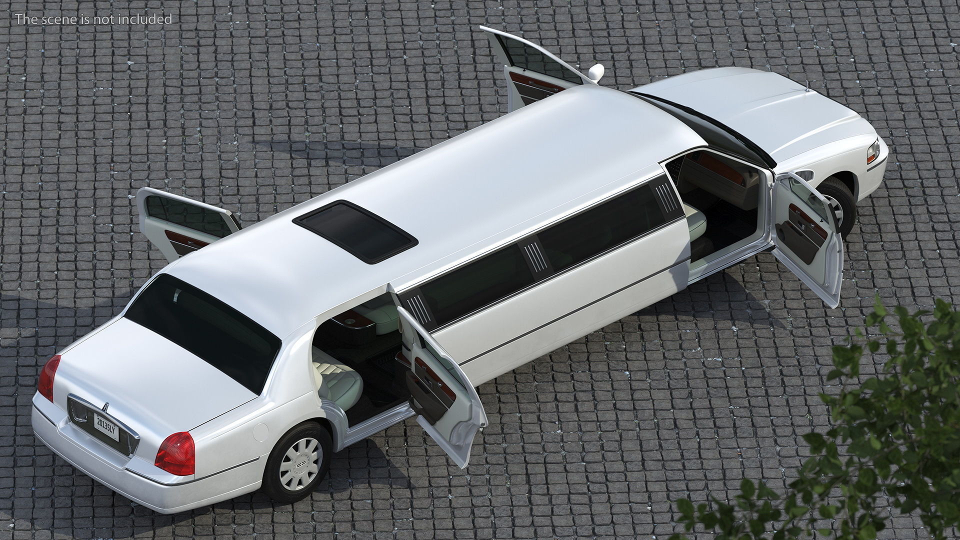 Lincoln Town Limo White Rigged 3D model_7
