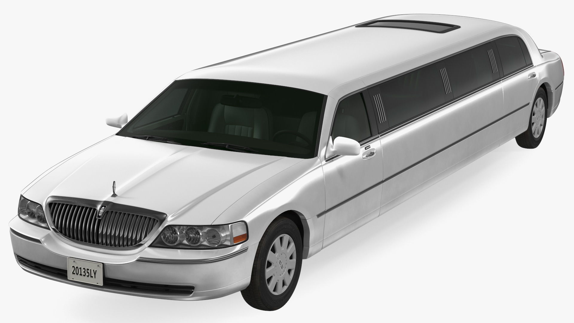 Lincoln Town Limo White Rigged 3D model_14