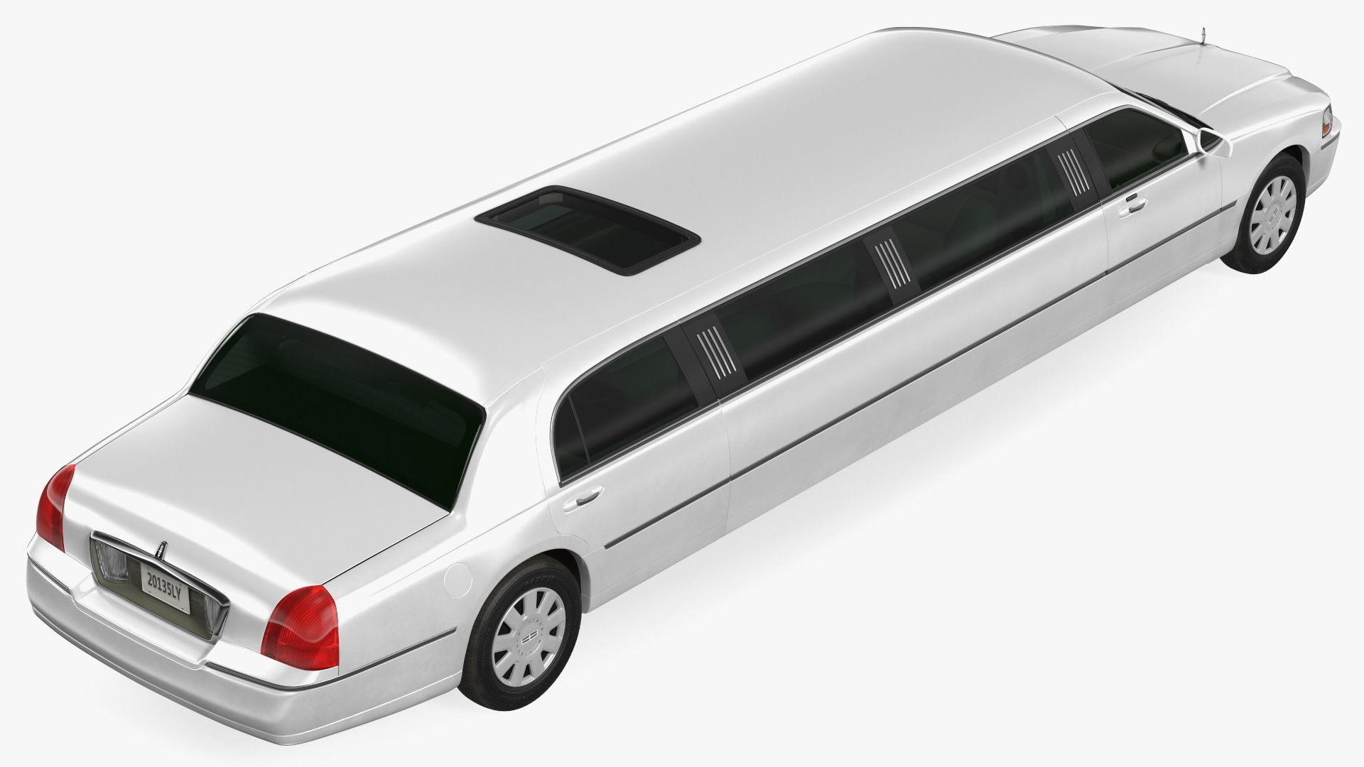 Lincoln Town Limo White Rigged 3D model_15