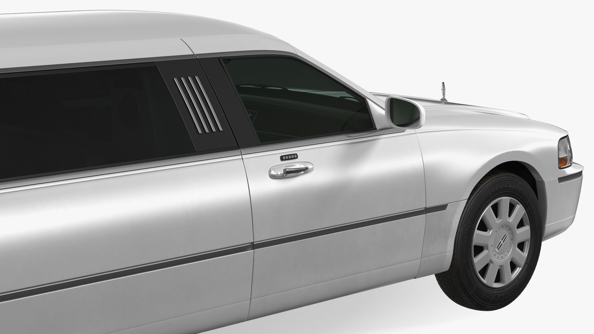 Lincoln Town Limo White Rigged 3D model_24