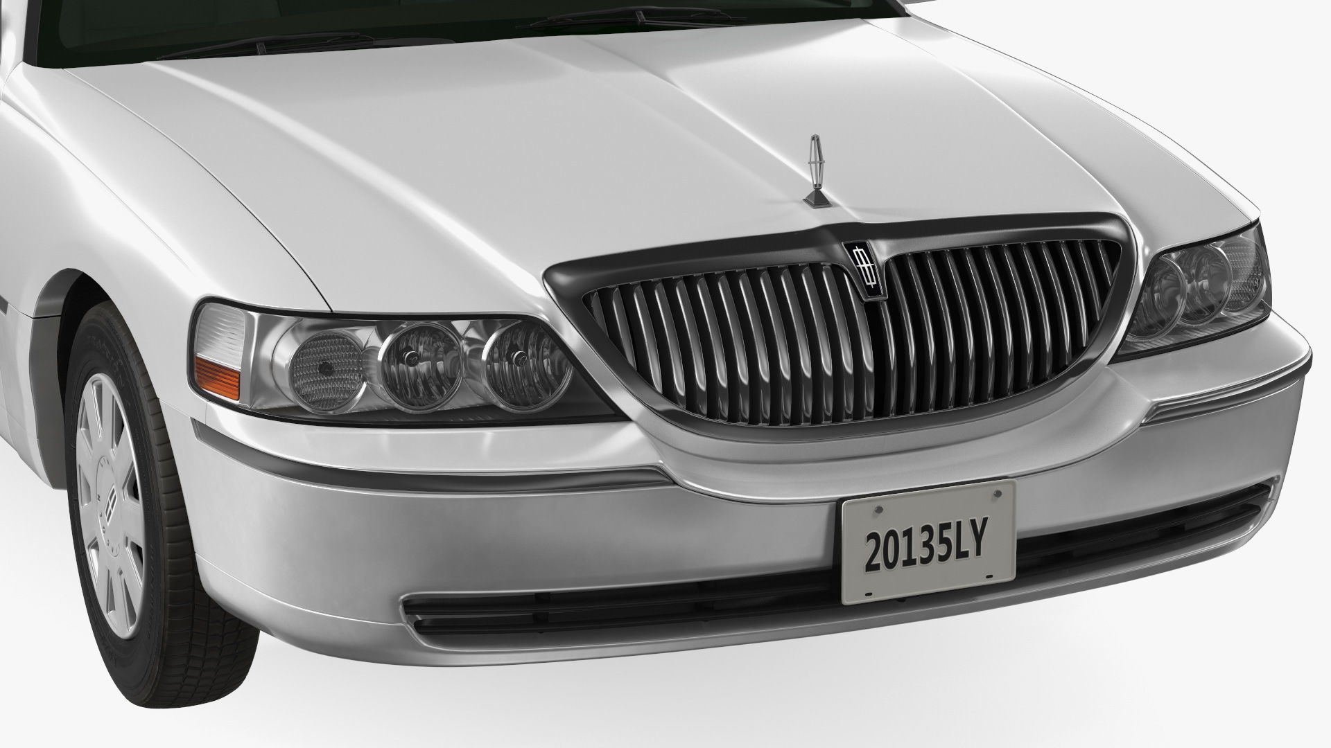 Lincoln Town Limo White Rigged 3D model_23