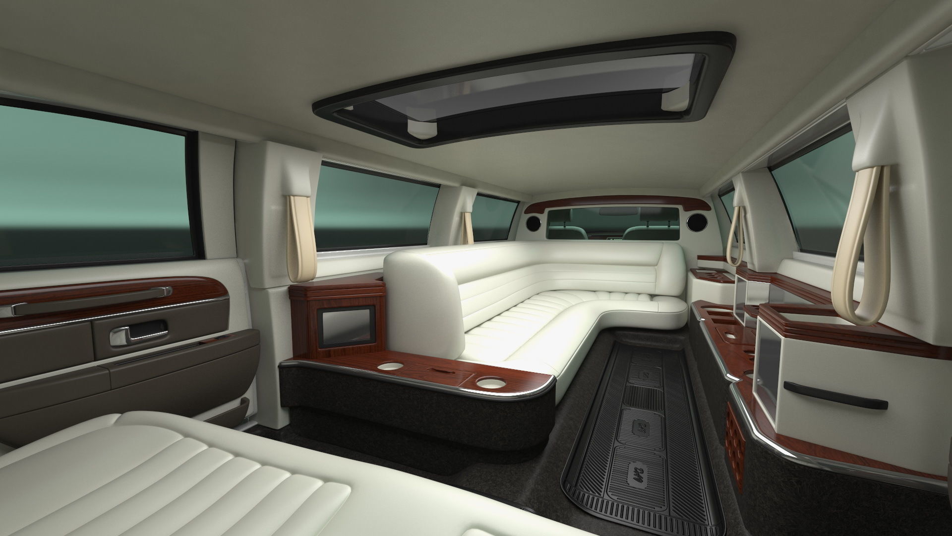 Lincoln Town Limo White Rigged 3D model_9
