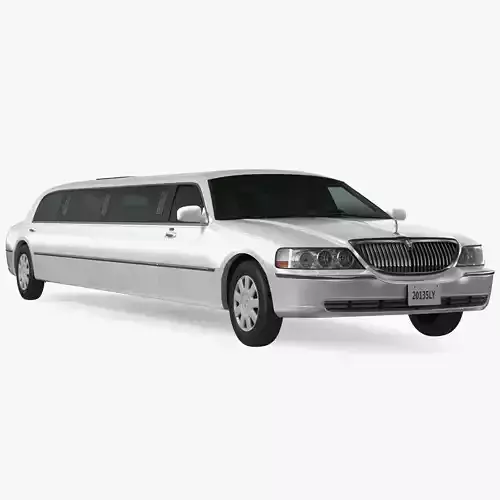 Lincoln Town Limo White Rigged 3D model