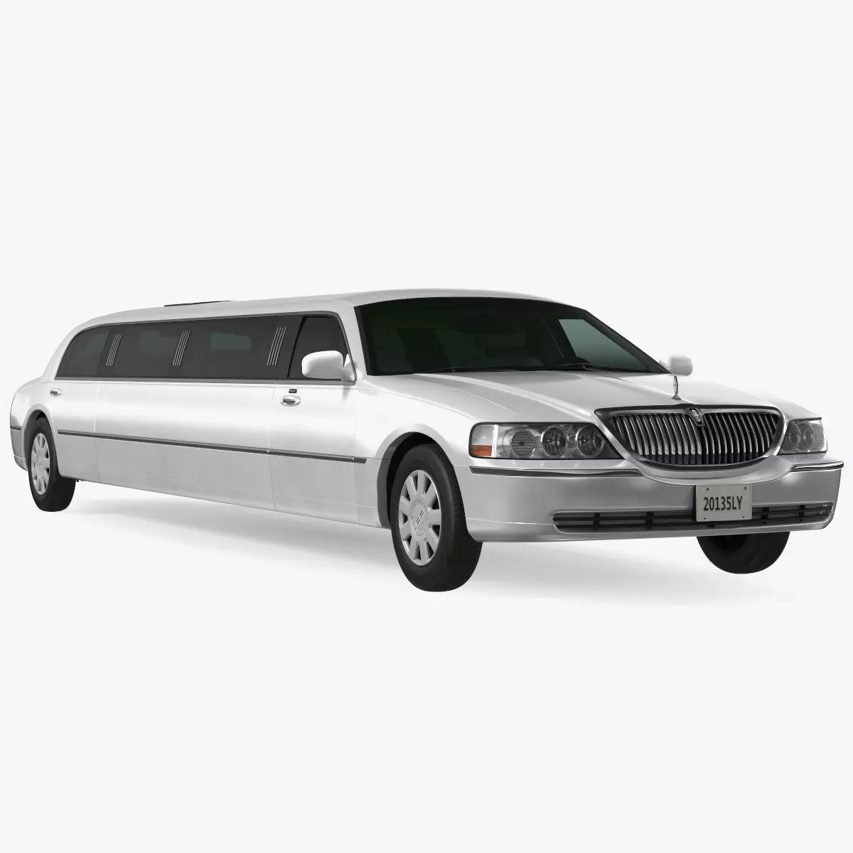 Lincoln Town Limo White Rigged 3D model_0