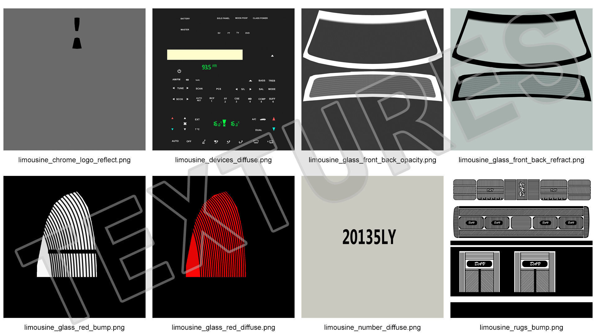 Lincoln Town Limo White Rigged 3D model_31