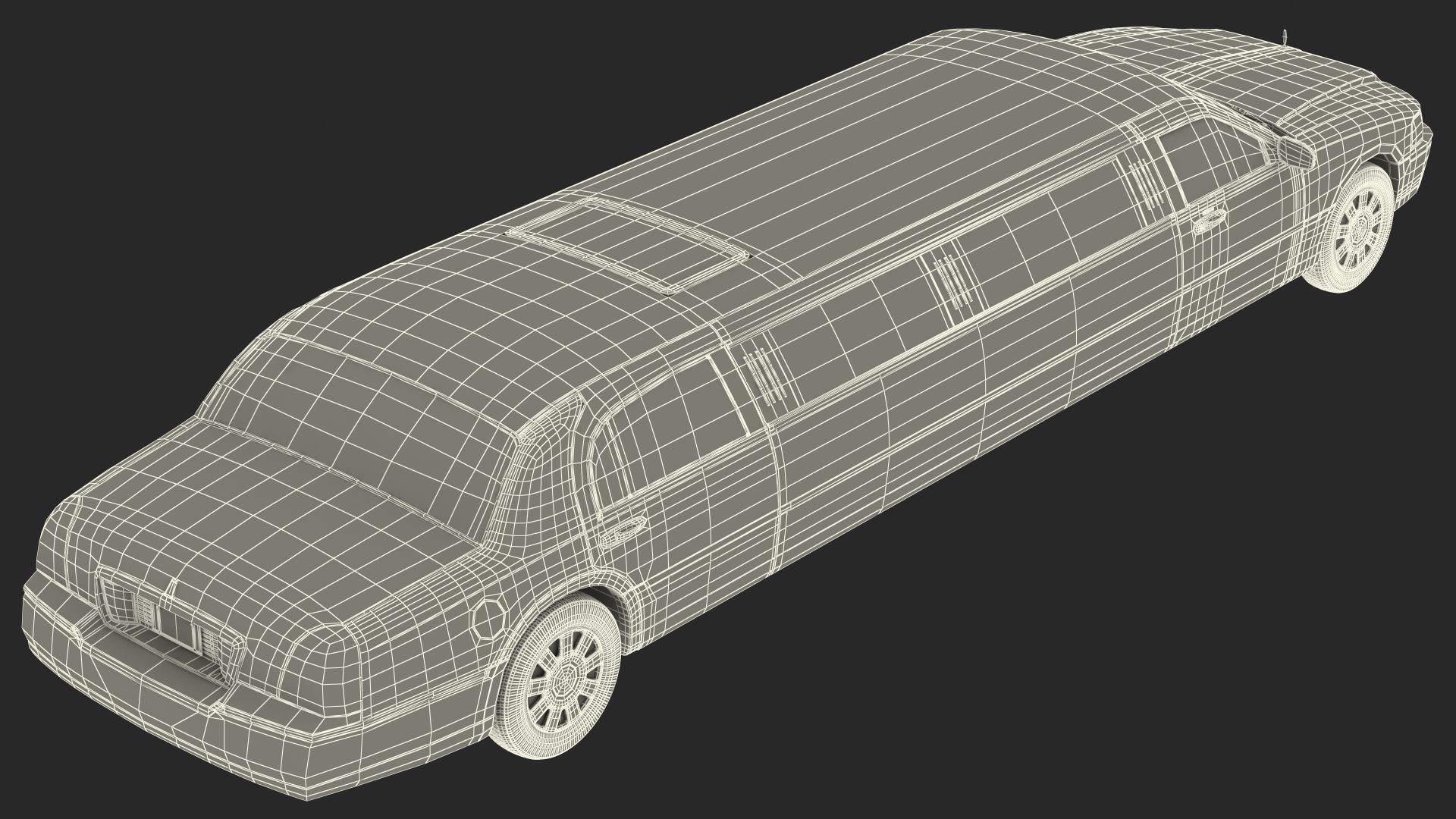 Lincoln Town Limo White Rigged 3D model_34