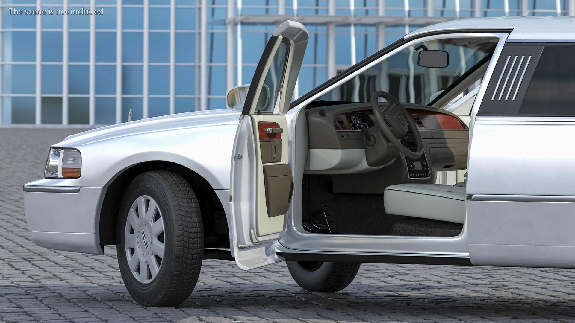 Lincoln Town Limo White Rigged 3D model_8
