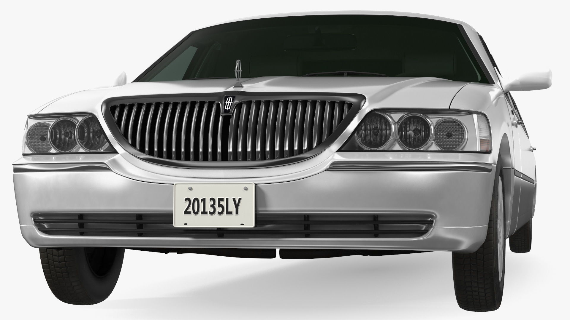 Lincoln Town Limo White Rigged 3D model_16