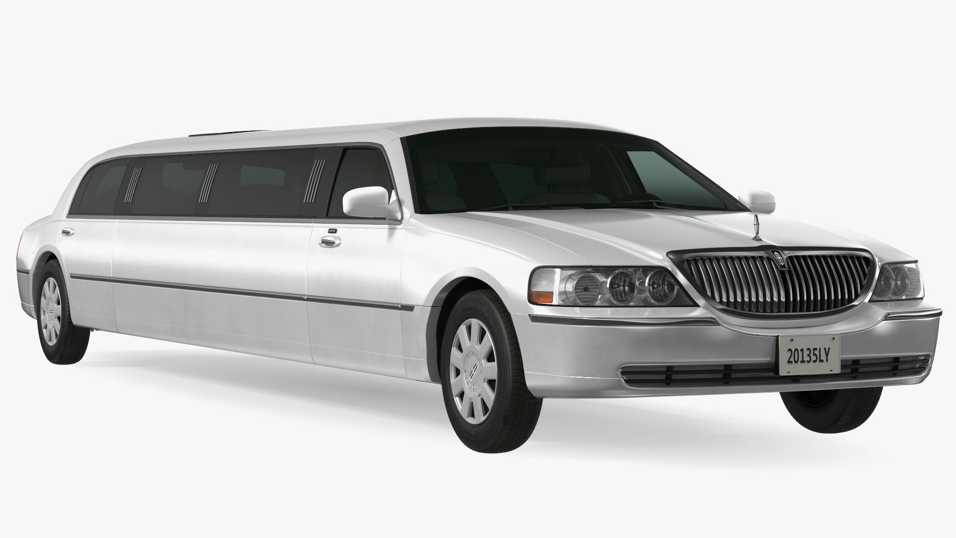 Lincoln Town Limo White Rigged 3D model_1