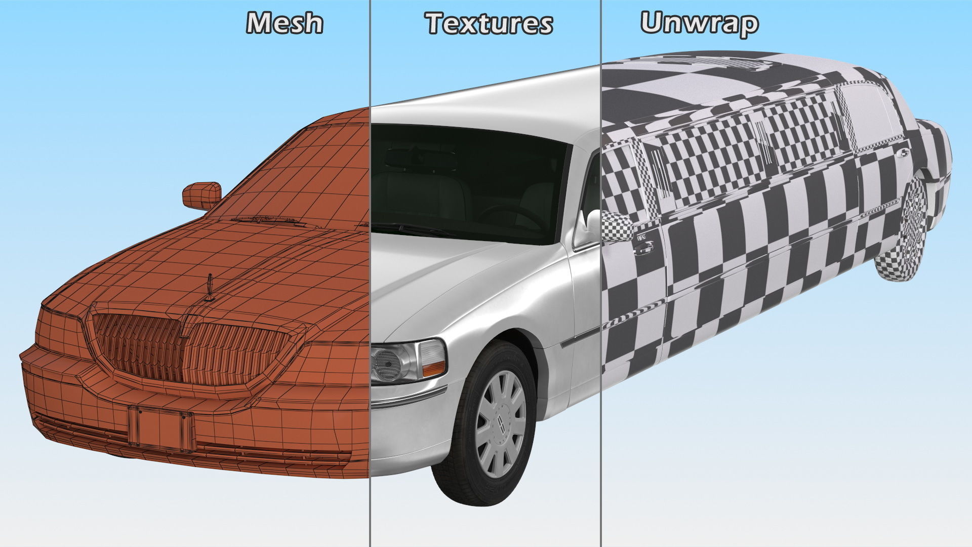 Lincoln Town Limo White Rigged 3D model_27