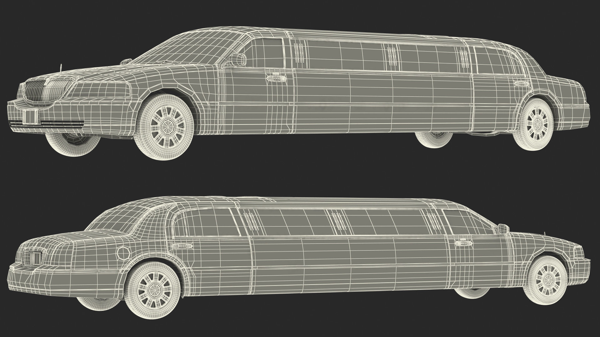 Lincoln Town Limo White Rigged 3D model_33