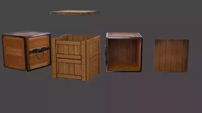  3D natural wood crate box