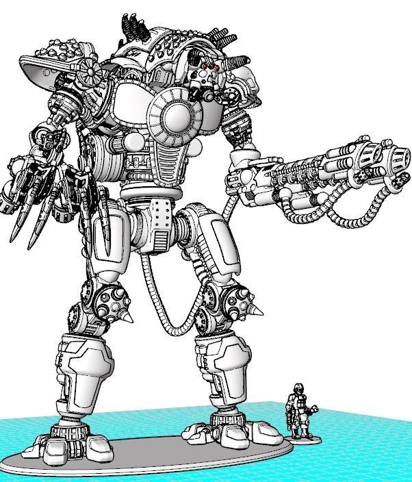 Project Cervantes-The 28mm Cazador Terror Mech 3D print model_8