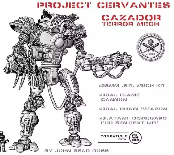 Project Cervantes-The 28mm Cazador Terror Mech 3D print model