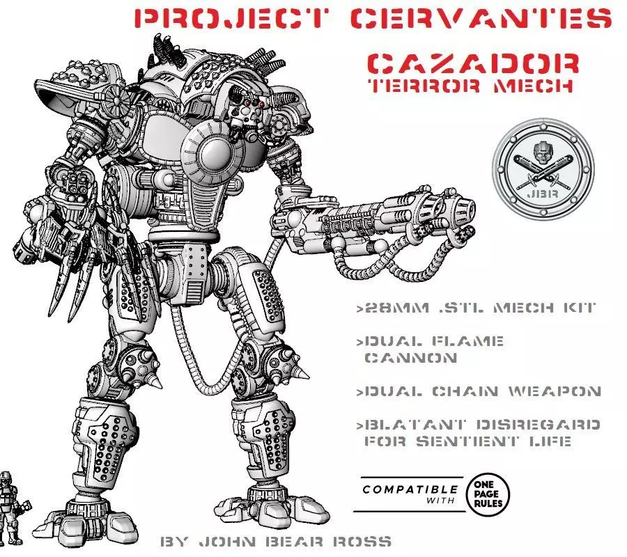 Project Cervantes-The 28mm Cazador Terror Mech 3D print model_0