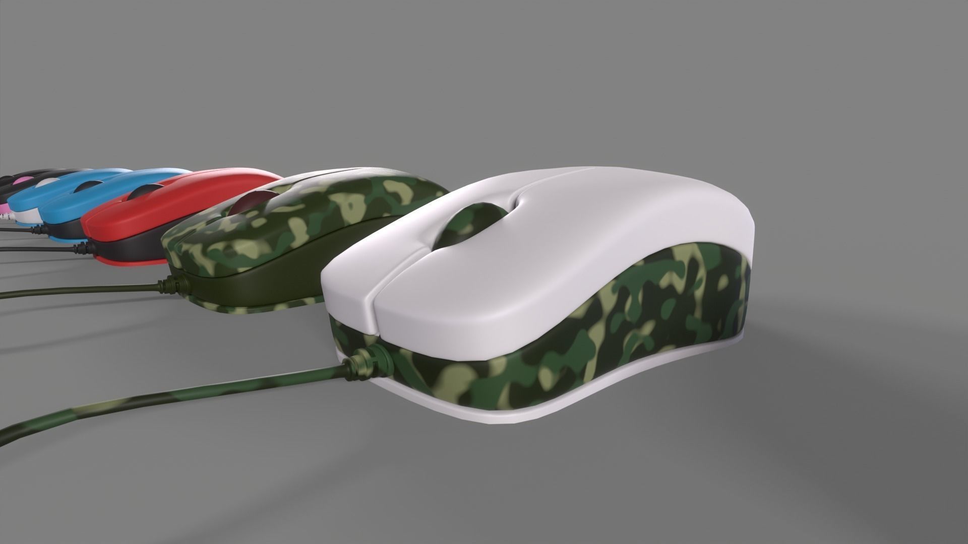 PC Mouse with 8 colored skins Low-poly 3D model_17
