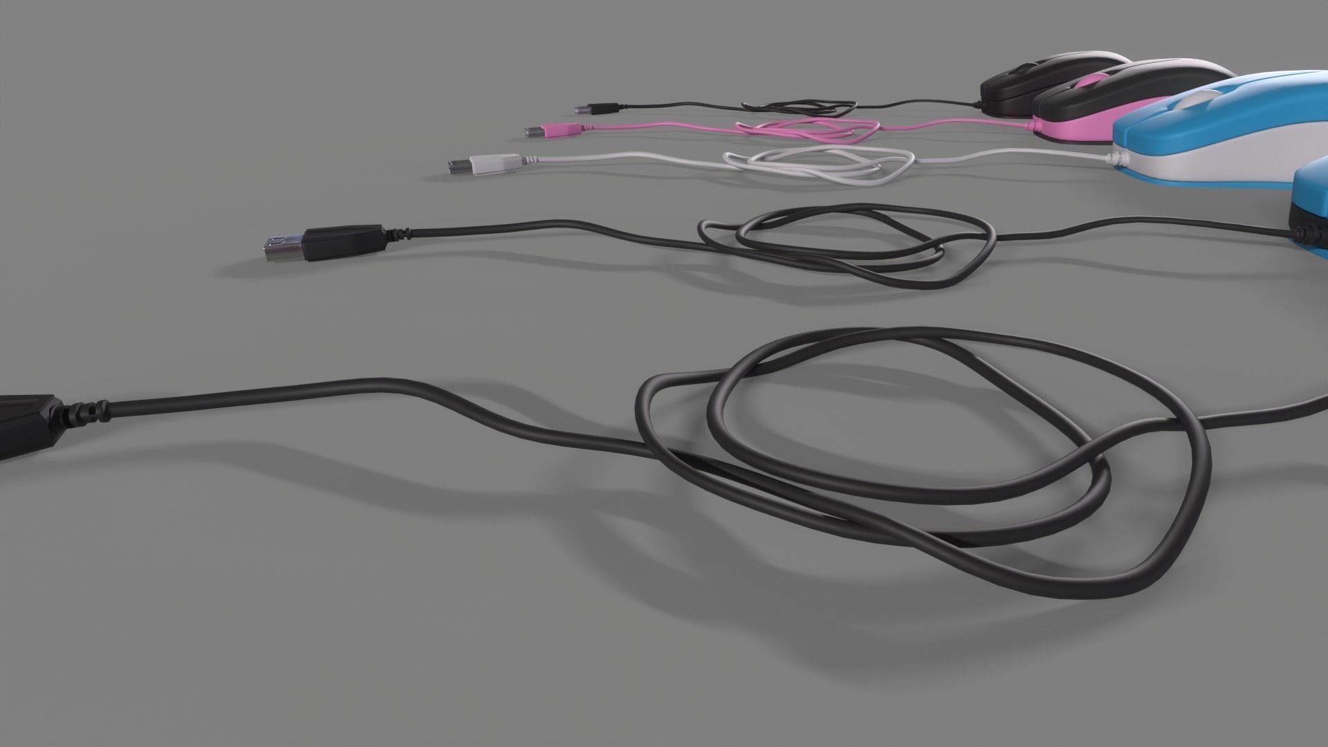 PC Mouse with 8 colored skins Low-poly 3D model_26