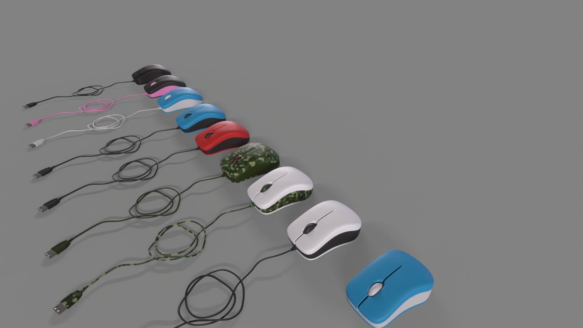 PC Mouse with 8 colored skins Low-poly 3D model_3