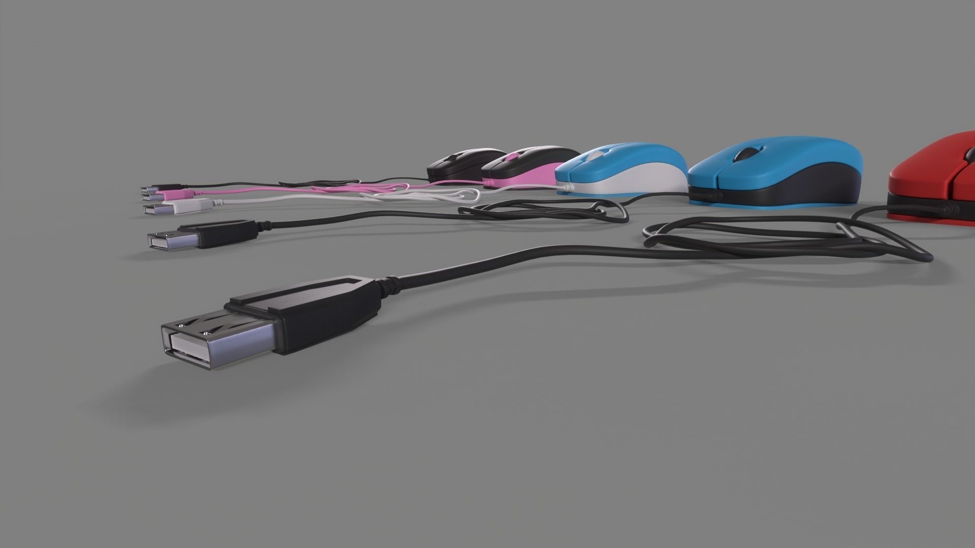 PC Mouse with 8 colored skins Low-poly 3D model_27